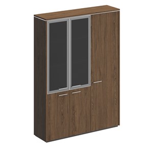 Шкаф комбинированный Velar, дуб табачный, (со стеклом+для одежды узкий) (154х41х212) ВЛ 358 в Миассе