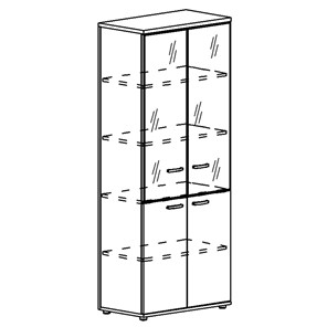 Шкаф для документов Albero, со стеклянными дверьми в рамке (задняя стенка ДСП) (78х36,4х193) в Магнитогорске