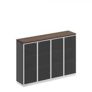 Шкаф для документов средний со стеклянными дверьми в рамке Bravo, дуб гладстоун/антрацит премиум (180,2х40х124,6) в Копейске