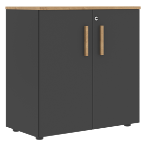 Низкий шкаф широкий с малыми дверцами FORTA Графит-Дуб Гамильтон  FLC 80.1(Z) (798х404х801) в Миассе - предосмотр