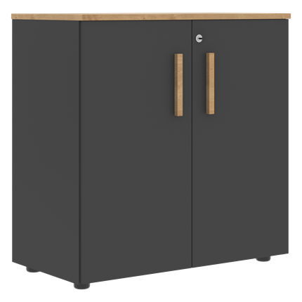 Низкий шкаф широкий с малыми дверцами FORTA Графит-Дуб Гамильтон  FLC 80.1(Z) (798х404х801) в Миассе - изображение