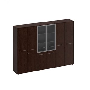 Шкаф комбинированный высокий (закрытый-стекло-одежда) Reventon (МЕ 376), венгк темный (274х46х196) в Копейске