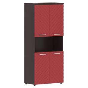 Шкаф с дверцами TORR LUX TLHC 85.4 с 2-мя комплектами глухих малых дверей и топом 854х452х1958 Венге Магия/ Красный в Челябинске