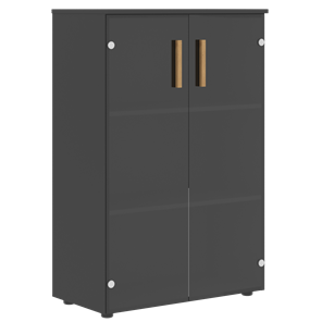 Шкаф со стеклянными средними дверьми FORTA Черный Графит FMC 80.2 (798х404х1197) в Копейске