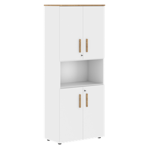 Шкаф с глухими  малыми дверьми FORTA Белый-Дуб Гамильтон FHC 80.4(Z) (798х404х1965) в Копейске