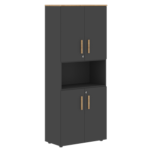 Шкаф  с глухими малыми дверями FORTA Графит-Дуб Гамильтон  FHC 80.4 (Z) (798х404х1965) в Челябинске - предосмотр