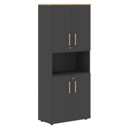 Шкаф  с глухими малыми дверями FORTA Графит-Дуб Гамильтон  FHC 80.4 (Z) (798х404х1965) в Челябинске - изображение
