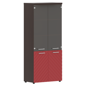 Шкаф со стеклодверями TORR LUX TLHC 85.2 854х452х1958 комбинированный с топом 854х452х1958 Венге Магия/ Красный в Челябинске