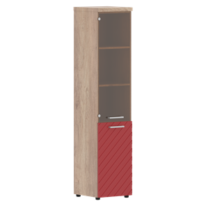 Стеллаж с дверью TORR LUX TLHC 42.2 L колонка комбинированная с топом 435х452х1958 Дуб Каньон/ Красный в Миассе