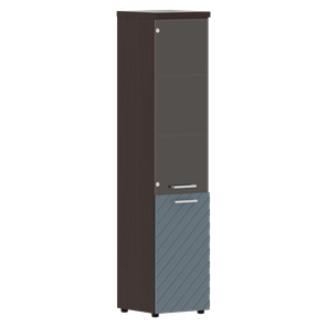 Стеллаж с дверью TORR LUX TLHC 42.2 L колонка комбинированная с топом 435х452х1958 Венге/Серо-голубой в Челябинске