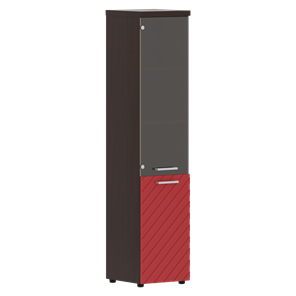 Стеллаж с дверью TORR LUX TLHC 42.2 R колонка комбинированная с топом 435х452х1958 Венге/ Красный в Челябинске