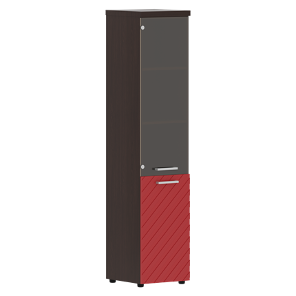 Стеллаж с дверью TORR LUX TLHC 42.2 R колонка комбинированная с топом 435х452х1958 Венге/ Красный в Челябинске - изображение