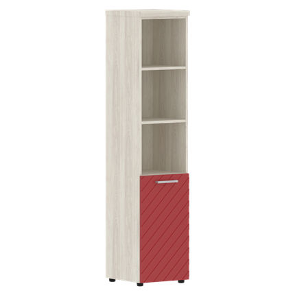 Шкаф-стеллаж TORR LUX TLHC 42.5 R колонка с глухой малой дверью и топом 435х452х1958 Сосна Эдмонт/ Красный в Челябинске - изображение