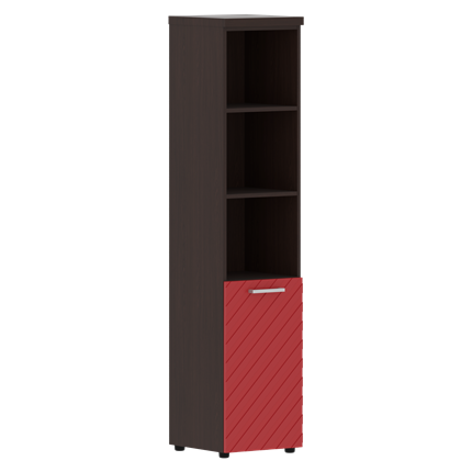 Шкаф-стеллаж TORR LUX TLHC 42.5 R колонка с глухой малой дверью и топом 435х452х1958 Венге/ Красный в Челябинске - изображение