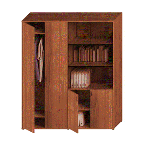 Шкаф в офис комбинированный Престиж, одежда/стекло, темный орех, 175x46x203, Исп.60 в Челябинске