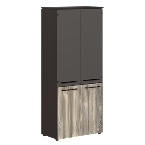 Шкаф колонка со стеклянными и глухими дверями MORRIS  Дуб Базель/Венге Магия MHC 85.2 (854х423х1956) в Магнитогорске