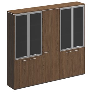 Шкаф комбинированный Velar, дуб табачный, (со стеклом+для одежды узкий+со стеклом) (243х41х212) ВЛ 361 в Миассе