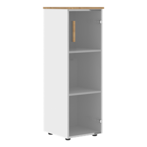 Средний шкаф колонна со стеклянной дверью правой FORTA Белый-Дуб Гамильтон FMC 40.2 (R) (399х404х801) в Магнитогорске