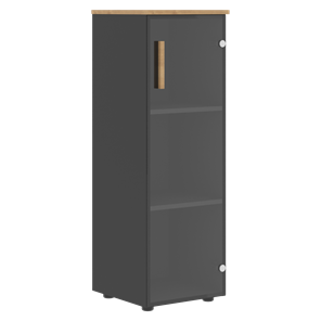 Средний шкаф колонна со стеклянной дверью правой FORTA Графит-Дуб Гамильтон  FMC 40.2 (R) (399х404х801) в Магнитогорске