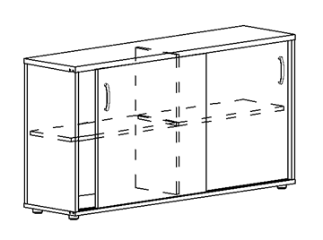 Шкаф-купе низкий Albero, для 2-х столов 70 (144,4х36,4х75,6) в Челябинске