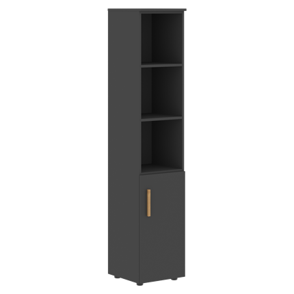 Высокий шкаф колонна с глухой малой дверью правой FORTA Черный Графит  FHC 40.5 (R) (399х404х1965) в Челябинске - изображение