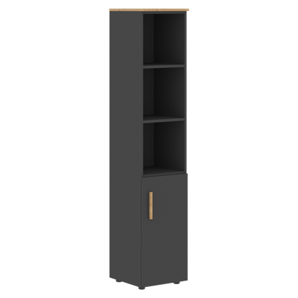 Шкаф колонна высокий с глухой малой дверью правой FORTA Графит-Дуб Гамильтон  FHC 40.5 (R) (399х404х1965) в Челябинске - изображение
