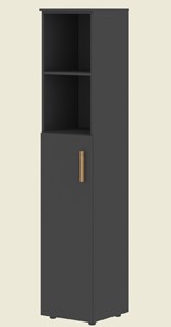 Шкаф колонна высокий с глухой средней дверью левой FORTA Черный Графит  FHC 40.6 (L) (399х404х1965) в Миассе - предосмотр