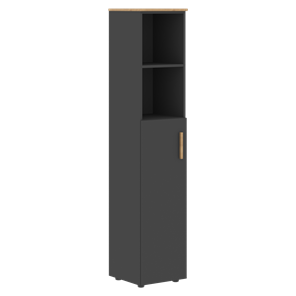 Шкаф колонна высокий с глухой средней дверью левой FORTA Графит-Дуб Гамильтон  FHC 40.6 (L) (399х404х1965) в Миассе