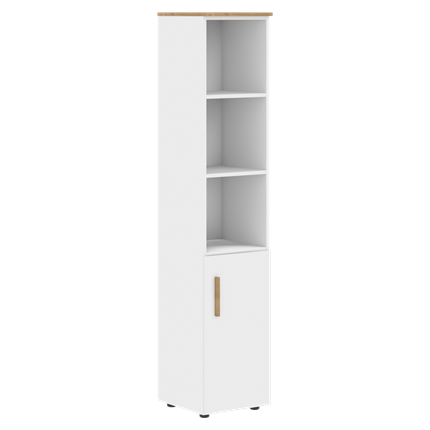 Высокий шкаф колонна с глухой средней дверью правой FORTA Белый-Дуб Гамильтон FHC 40.5 (R) (399х404х1965) в Миассе - изображение
