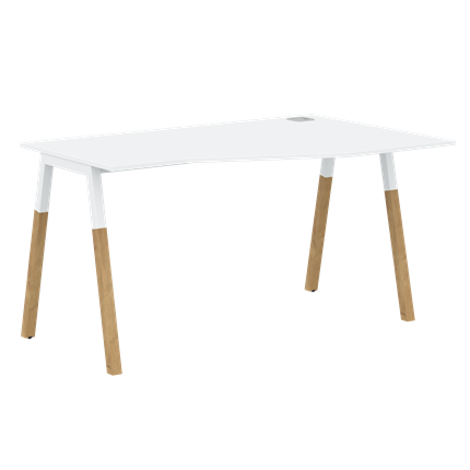 Письменный стол правый FORTA Белый-Белый-Бук  FCT 1367 (R) (1380х900(670)х733) в Челябинске - изображение