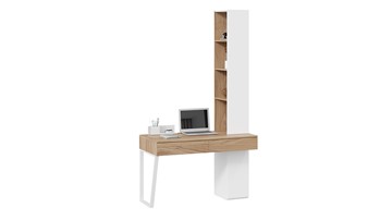 Стол с ящиками со шкафом комбинированным Порто СМ-393.15.012 (Белый жемчуг/Яблоня беллуно/Белый софт) в Миассе