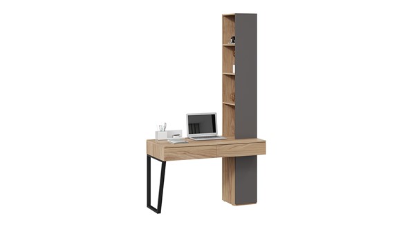 Компьютерный стол со шкафом комбинированным Порто СМ-393.15.012 (Яблоня Беллуно/Графит софт) в Челябинске - изображение