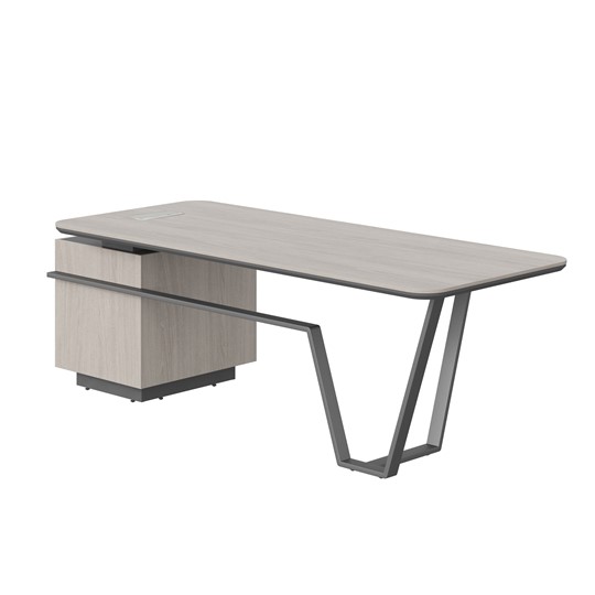 Стол с комбинированной столешницей и правой тумбой LINE Дуб-серый-антрацит СФ-571101.1 (2225х900х762) в Златоусте - изображение 1