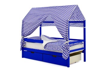Крыша текстильная для кровати-домика Svogen (зигзаги, синий) в Миассе