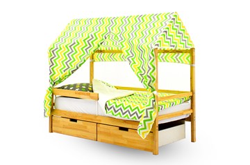 Крыша текстильная для кровати-домика Svogen (зигзаги; зеленый, желтый) в Миассе