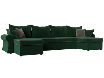 Большой П-образный диван Элис, Зеленый (велюр) в Миассе
