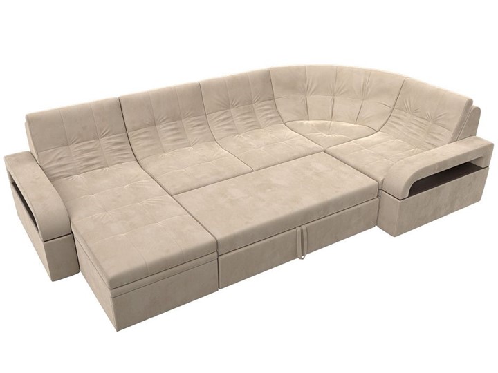 П-образный диван Лига-035, Бежевый (велюр) в Миассе - изображение 1