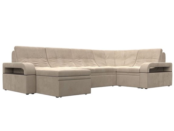 П-образный диван Лига-035, Бежевый (велюр) в Миассе - изображение