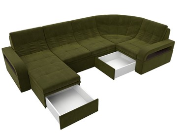 П-образный диван Лига-035, Зеленый (Микровельвет) в Миассе - предосмотр 2