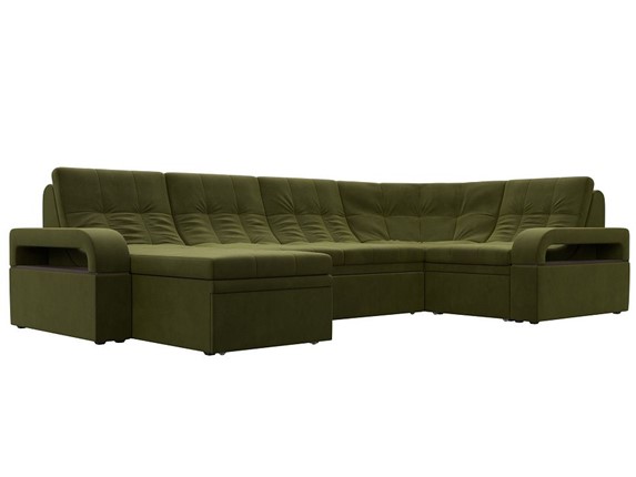 П-образный диван Лига-035, Зеленый (Микровельвет) в Миассе - изображение