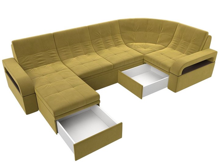 П-образный диван Лига-035, Желтый (Микровельвет) в Копейске - изображение 2