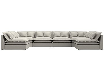Большой П-образный диван Лига-040, Амур бежевый (рогожка) в Миассе - предосмотр 1
