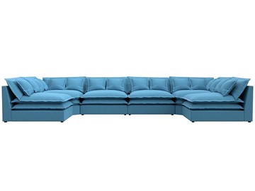 Большой П-образный диван Лига-040, Амур голубой (рогожка) в Миассе - предосмотр 1