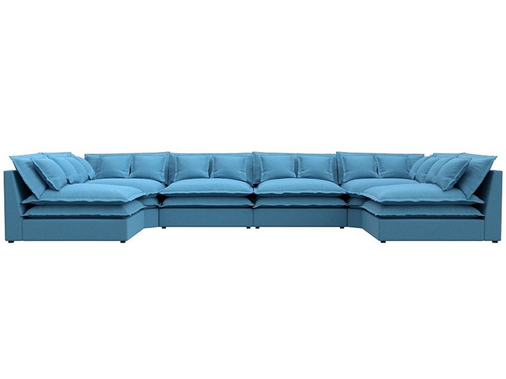 Большой П-образный диван Лига-040, Амур голубой (рогожка) в Миассе - изображение 1