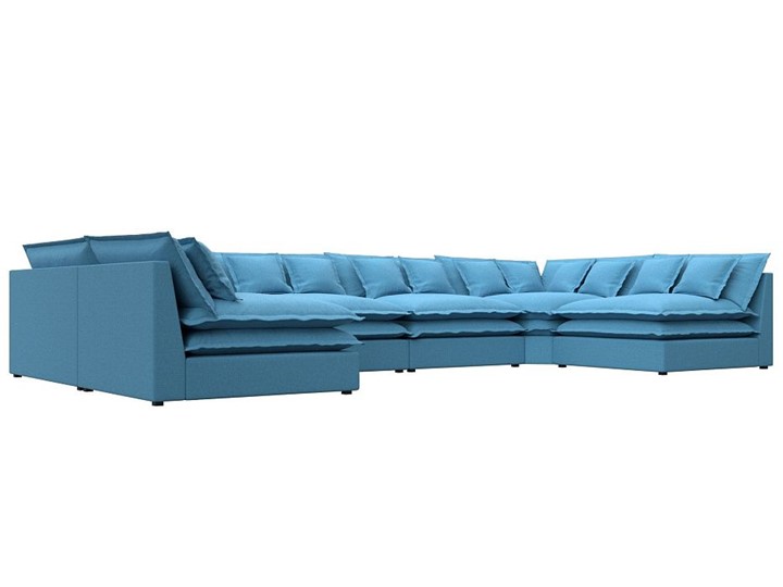 Большой П-образный диван Лига-040, Амур голубой (рогожка) в Миассе - изображение 2