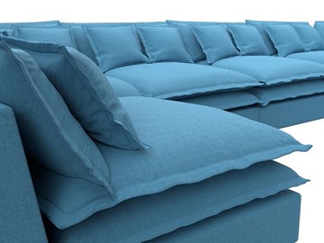 Большой П-образный диван Лига-040, Амур голубой (рогожка) в Миассе - предосмотр 3