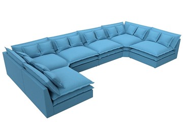 Большой П-образный диван Лига-040, Амур голубой (рогожка) в Миассе - предосмотр 4