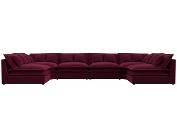 Большой П-образный диван Лига-040, Бордовый (микровельвет) в Миассе - предосмотр 1