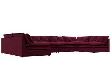 Большой П-образный диван Лига-040, Бордовый (микровельвет) в Миассе - предосмотр 2