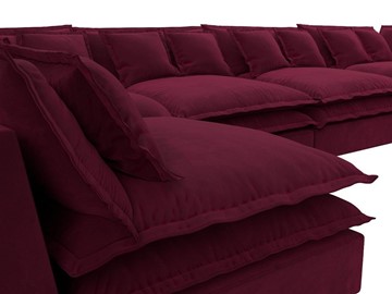 Большой П-образный диван Лига-040, Бордовый (микровельвет) в Миассе - предосмотр 3